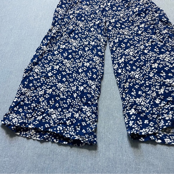 Aerie Floral Cut Out Waist Wide Leg Jumpsuit Size XS in Blue - Picture 3 of 6